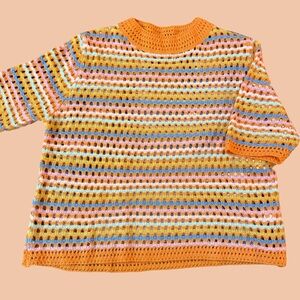 Colorful Striped Crochet Sweater